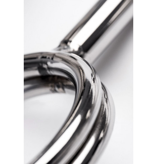 Серебристые бондажные стринги со сменными шарами