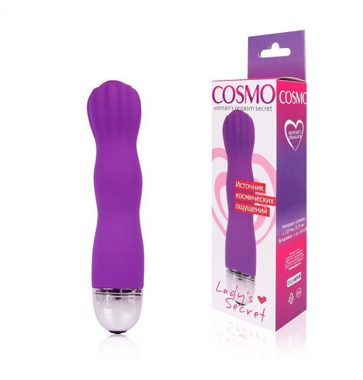 Фантазийный фиолетовый силиконовый вибратор Cosmo - 13,7 см.