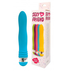Голубой эргономичный вибратор Sexy Friend - 17,5 см.