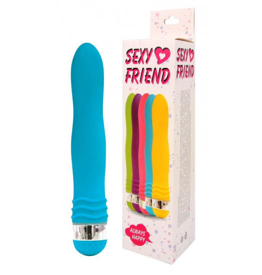 Голубой эргономичный вибратор Sexy Friend - 17,5 см.