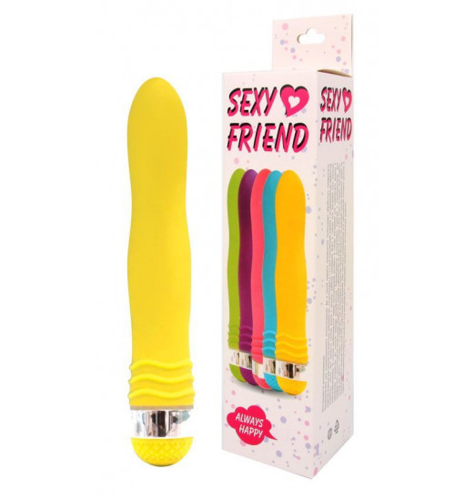 Желтый эргономичный вибратор Sexy Friend - 17,5 см.