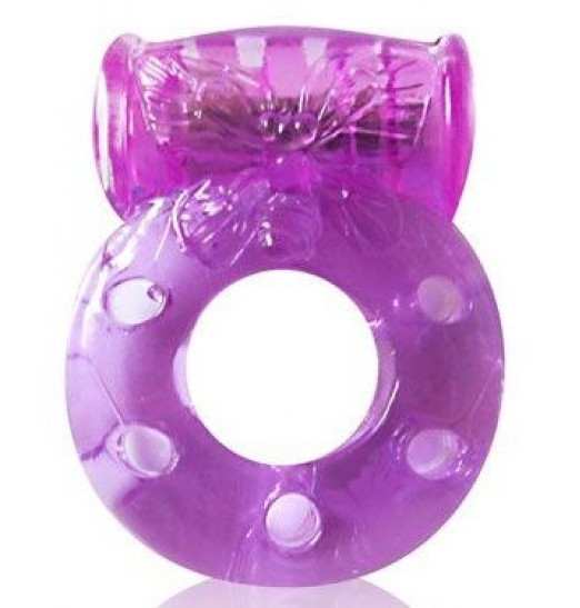 Фиолетовое эрекционное виброкольцо с бабочкой