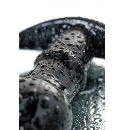 Черная стеклянная анальная втулка Sexus Glass с ограничителем - 11,5 см.