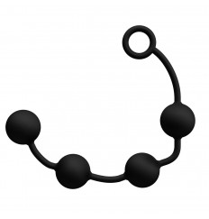 Чёрная силиконовая анальная цепочка - 38 см.