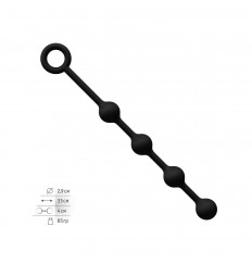 Чёрная анальная цепочка с 4 шариками - 33 см.