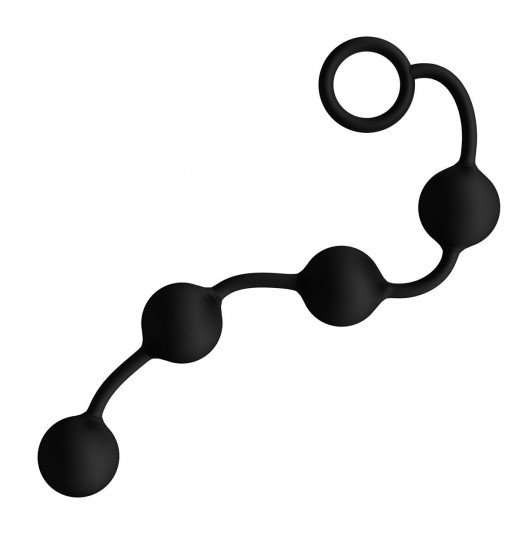 Большая черная анальная цепочка из 4 шариков - 49 см. Большая черная анальная цепочка из 4 шариков - 49 см.