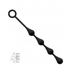 Чёрная анальная цепочка из 4 капелек - 25 см.