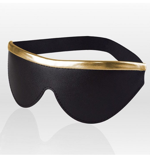 Черная кожаная маска на резинке с золотистой полосой