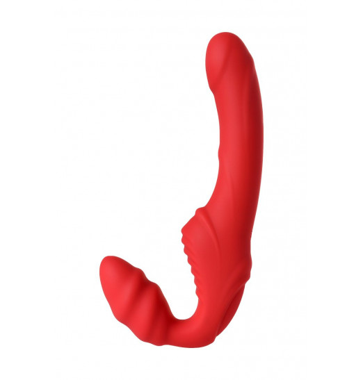 Красный безремневой страпон с вибрацией Красный безремневой страпон с вибрацией