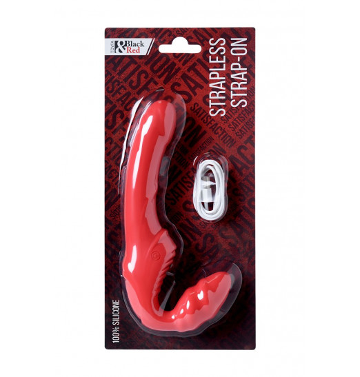 Красный безремневой страпон с вибрацией Красный безремневой страпон с вибрацией