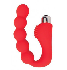 Красный силиконовый вибромассажер-елочка