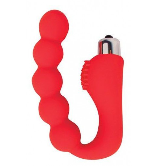 Красный силиконовый вибромассажер-елочка Красный силиконовый вибромассажер-елочка
