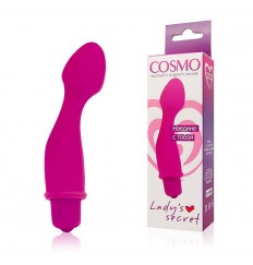 Розовый силиконовый изогнутый вибромассажер - 11,5 см.