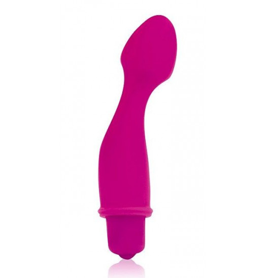 Розовый силиконовый изогнутый вибромассажер - 11,5 см. Розовый силиконовый изогнутый вибромассажер - 11,5 см.