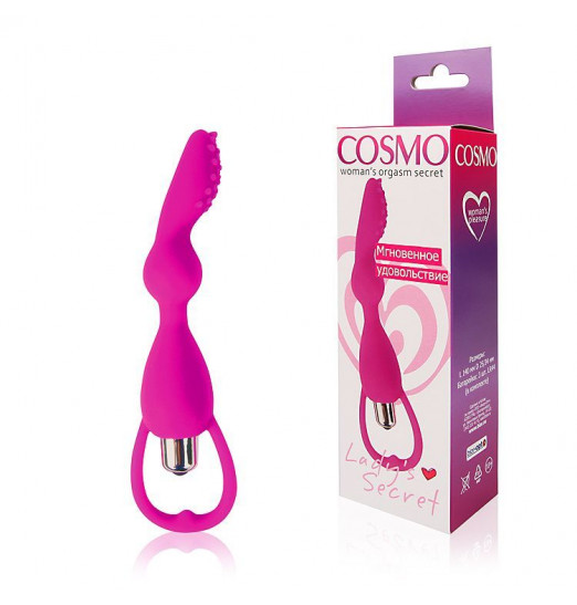 Розовый фантазийный вибратор с колечком-ограничителем - 14 см.