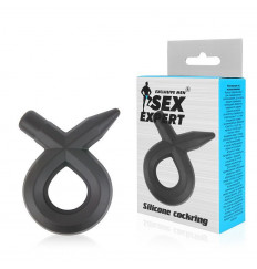 Черное силиконовое эрекционное кольцо Sex Expert