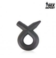 Черное силиконовое эрекционное кольцо Sex Expert