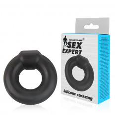 Черное силиконовое круглое эрекционное кольцо Sex Expert