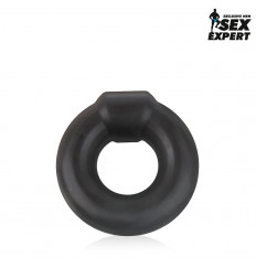 Черное силиконовое круглое эрекционное кольцо Sex Expert