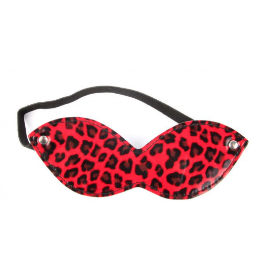 Красная маска на резиночке с леопардовыми пятнышками