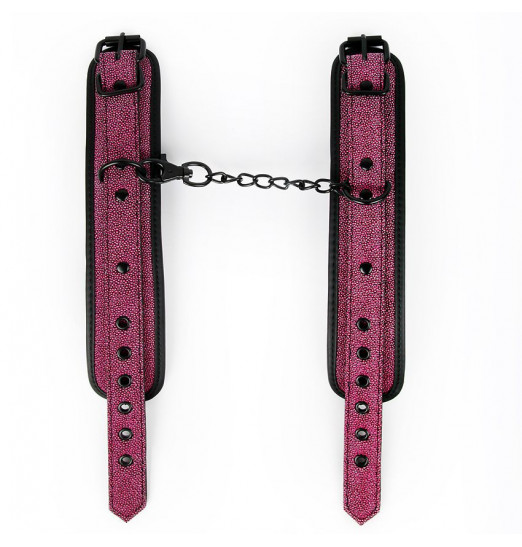 Розово-черные наручники с регулируемыми застежками