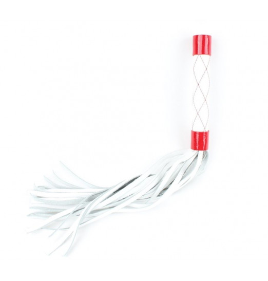 Бело-красная плеть средней длины с ручкой - 44 см.