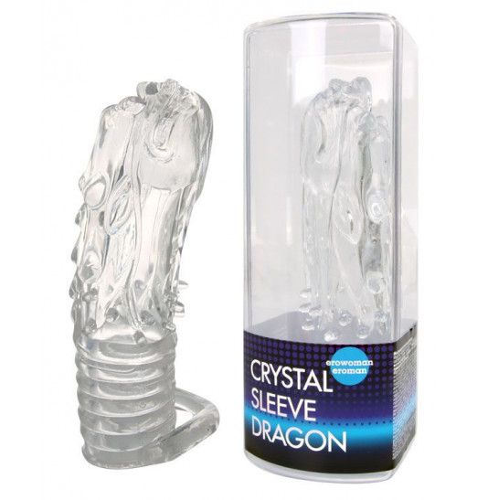 Закрытая прозрачная насадка в форме дракона с креплением-колечком - 14 см.