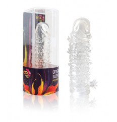 Закрытая прозрачная рельефная насадка Crystal sleeve - 13 см.