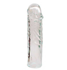 Закрытая прозрачная насадка-фаллос Crystal sleeve - 16 см.