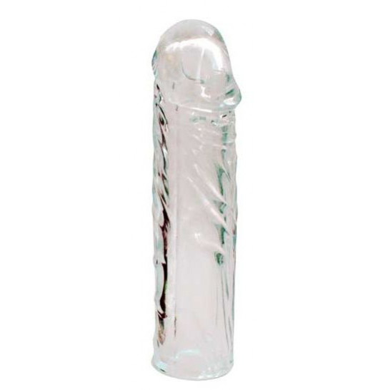 Закрытая прозрачная насадка-фаллос Crystal sleeve - 16 см.