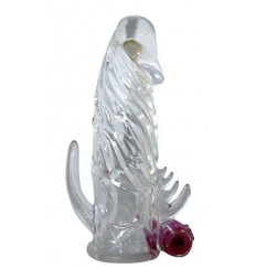 Закрытая прозрачная вибронасадка на пенис Crystal Sleeve Vibe - 12 см.