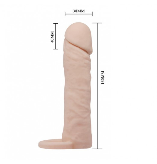 Насадка на пенис с кольцом для мошонки - 16 см.