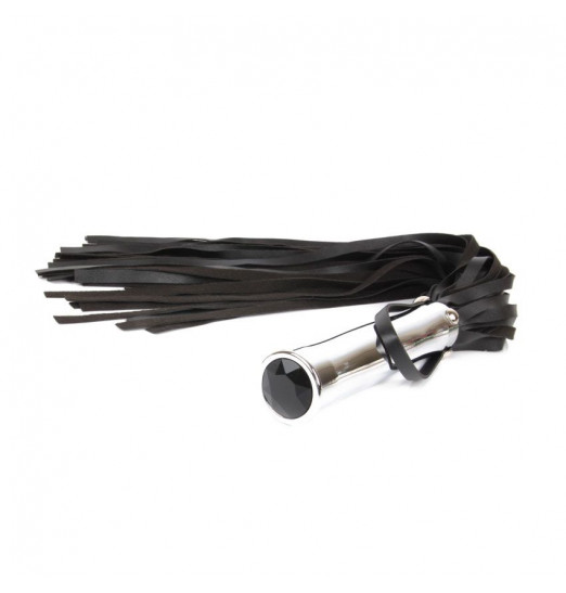 Черная плетка Notabu с черным кристаллом на рукояти - 58 см. Черная плетка Notabu с черным кристаллом на рукояти - 58 см.