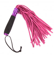 Розовый флоггер с черной металлической ручкой Notabu - 40 см.