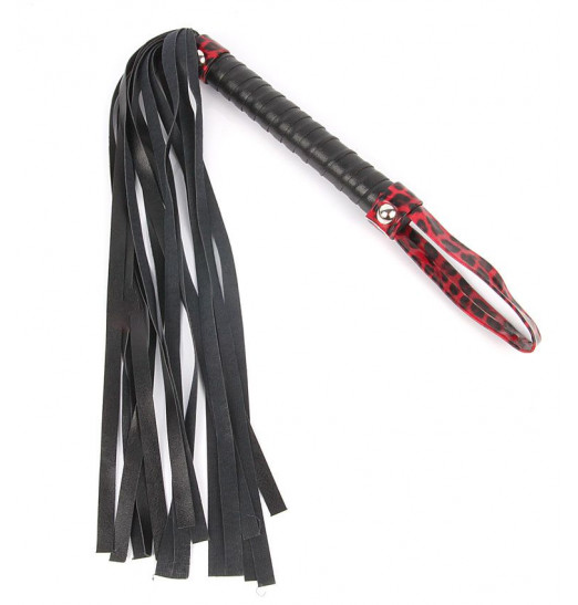 Черный флоггер с черно-красной ручкой Notabu - 49 см.