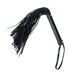 Чёрный флоггер с плетеной рукоятью - 38 см.