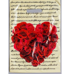 Подарочный пакет  Сердце из роз  - 30 х 40 см.