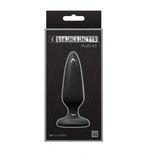 Черная конусовидная анальная пробка Plug № 5 - 10,1 см.