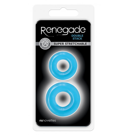 Набор из двух эрекционных колец голубого цвета Double Stack