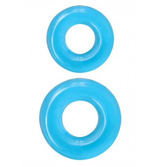 Набор из двух эрекционных колец голубого цвета Double Stack