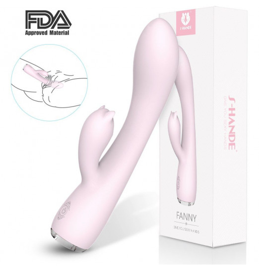 Нежно-розовый вибромассажер FANNY с клиторальным отростком - 20,6 см. Нежно-розовый вибромассажер FANNY с клиторальным отростком - 20,6 см.