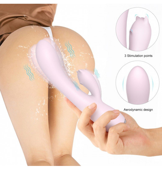 Нежно-розовый вибромассажер FANNY с клиторальным отростком - 20,6 см. Нежно-розовый вибромассажер FANNY с клиторальным отростком - 20,6 см.