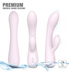 Нежно-розовый вибромассажер FANNY с клиторальным отростком - 20,6 см.