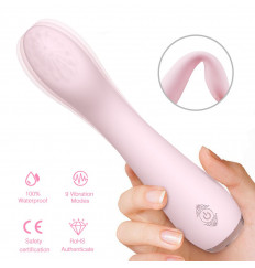 Нежно-розовый вибратор LISA с рельефной головкой - 19,3 см.