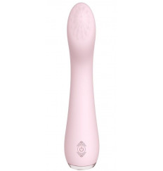 Нежно-розовый вибратор LISA с рельефной головкой - 19,3 см.
