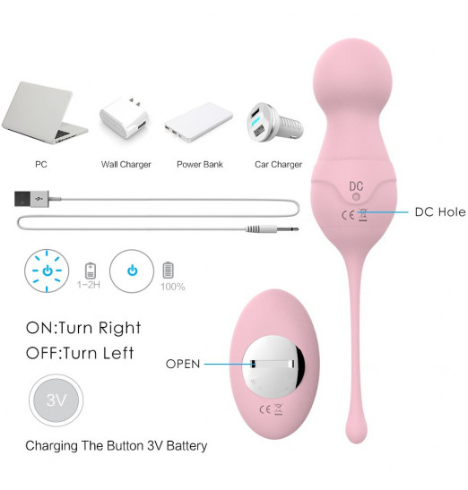 Нежно-розовые вагинальные шарики VAVA с пультом ДУ