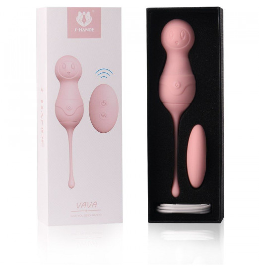 Нежно-розовые вагинальные шарики VAVA с пультом ДУ