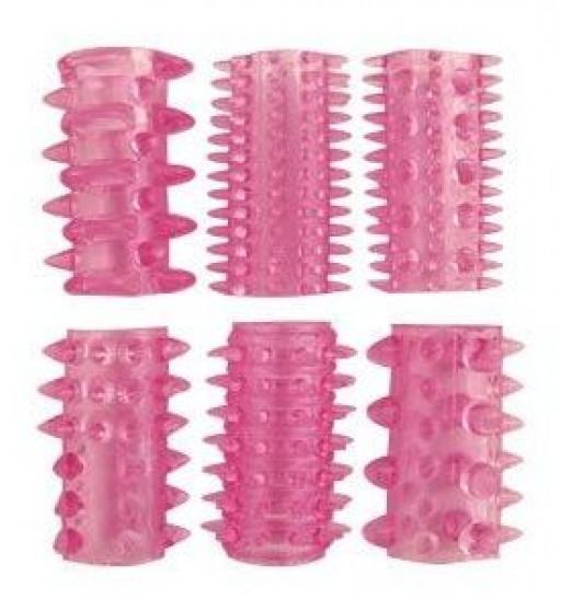 Набор из 6 розовых насадок на пенис - 5,5 см. Набор из 6 розовых насадок на пенис - 5,5 см.