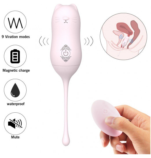 Нежно-розовое виброяйцо MiaoU с пультом ДУ