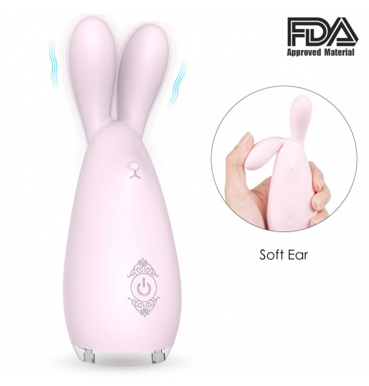 Нежно-розовый вибромассажёр REBA с ушками